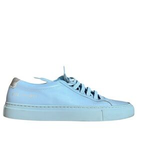COMMON PROJECTS BLUE LEATHER ACHILLES SNEAKERS